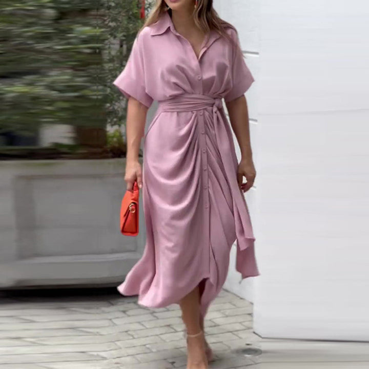 Siena | Damen Hemdblusenkleid mit Bindegürtel und Print