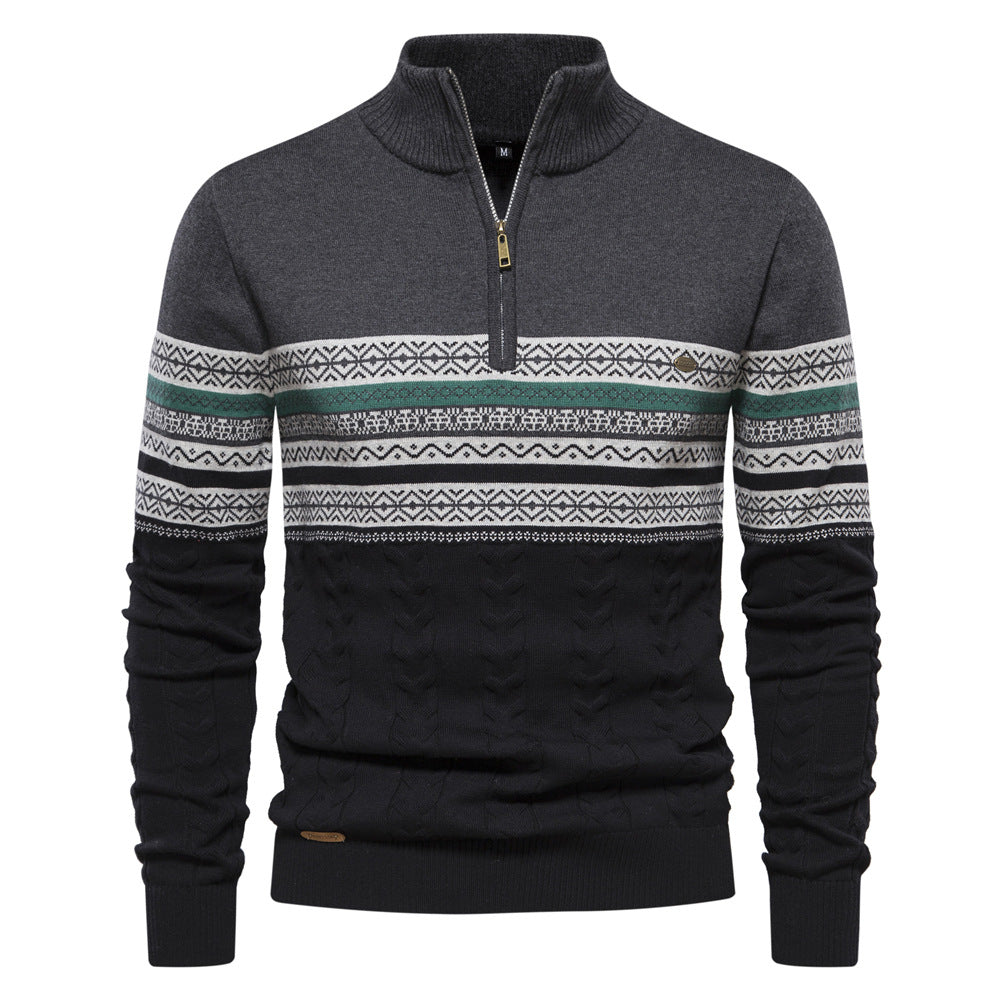 JASPER | HALBZIP-PULLOVER IM KLASSISCHEN FAIR-ISLE-MUSTER