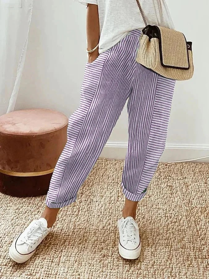 Brigitte | Gestreifte Damenhose mit Taschen