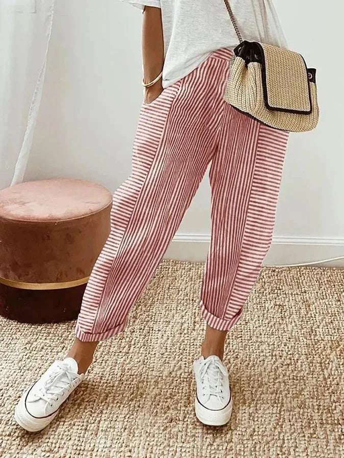 Brigitte | Gestreifte Damenhose mit Taschen