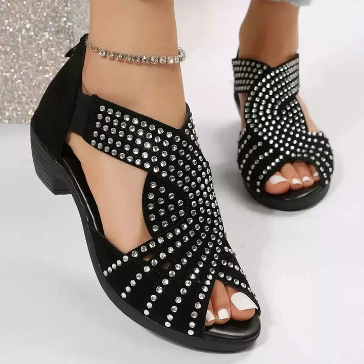 Alexie | Offene Schuhe mit Strass und kleinem Absatz für Frauen