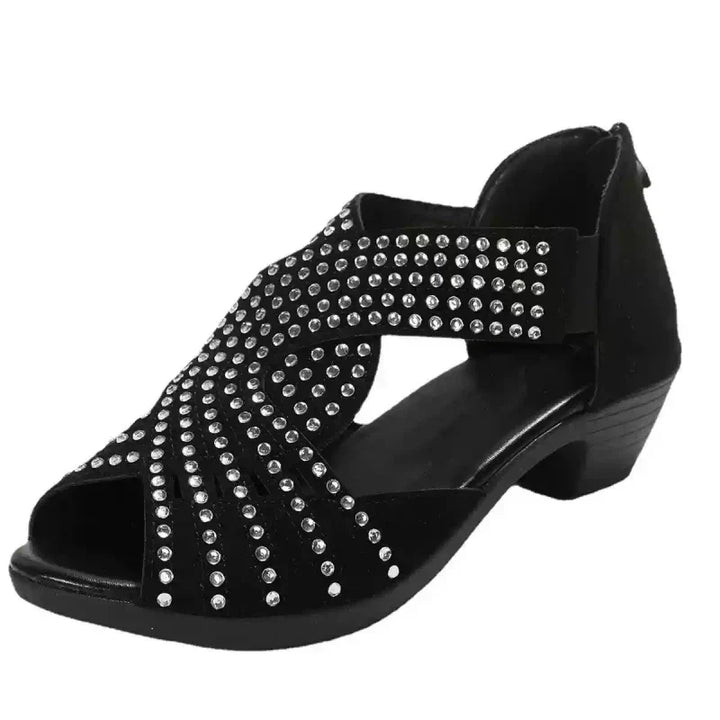 Alexie | Offene Schuhe mit Strass und kleinem Absatz für Frauen