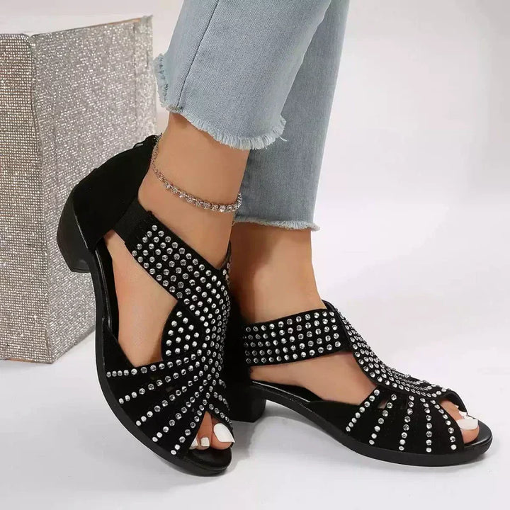 Alexie | Offene Schuhe mit Strass und kleinem Absatz für Frauen