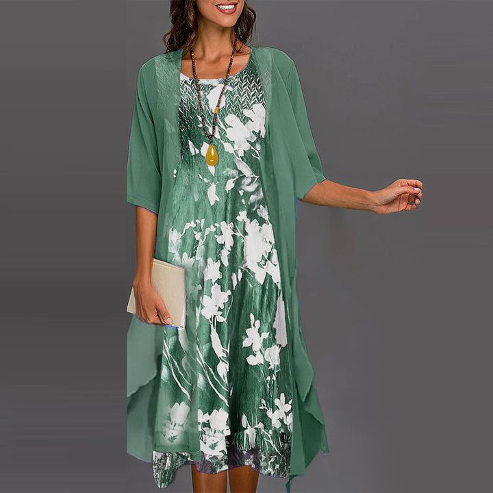 Dalia | Damen Zweiteiliges Midikleid mit Blumenmuster