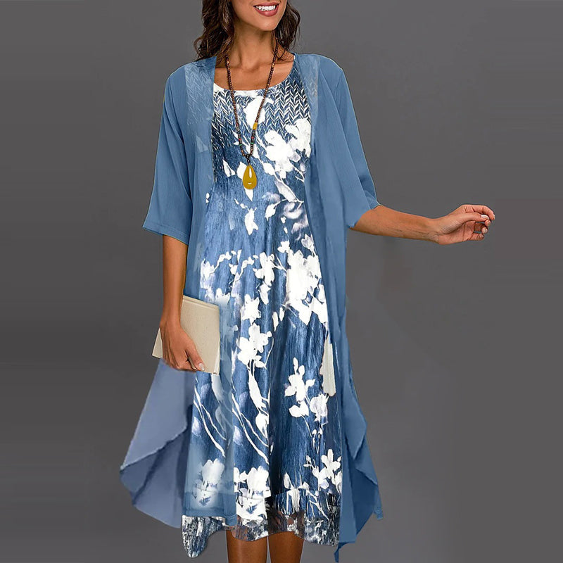 Dalia | Damen Zweiteiliges Midikleid mit Blumenmuster
