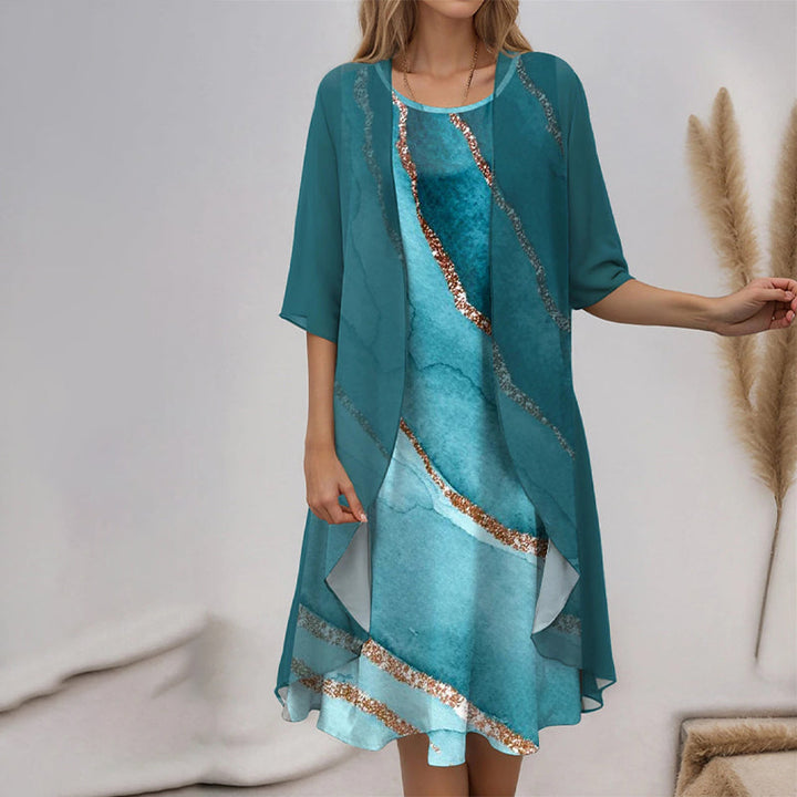 Dalia | Damen Zweiteiliges Midikleid mit Blumenmuster