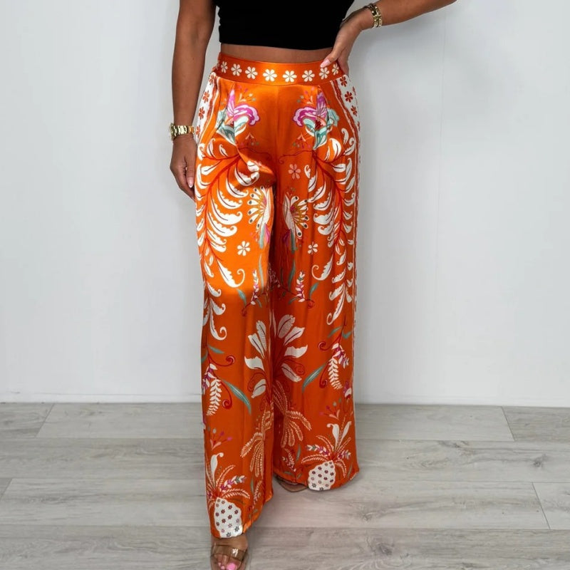 Isadora | Weit geschnittene Palazzohose mit orientalischem Print für Frauen