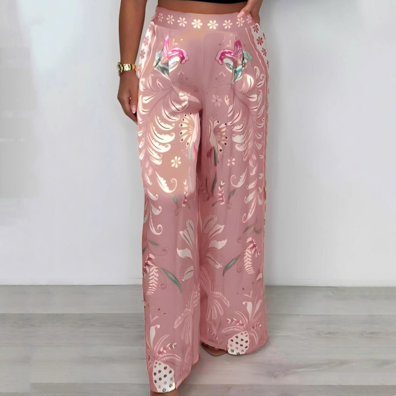 Isadora | Weit geschnittene Palazzohose mit orientalischem Print für Frauen