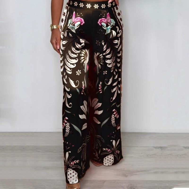Isadora | Weit geschnittene Palazzohose mit orientalischem Print für Frauen