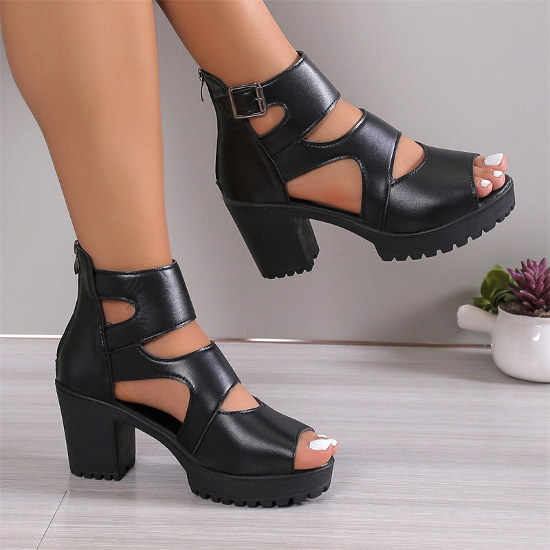 Alara | Cut-Out High-Heel Schuhe mit Blockabsatz für Frauen