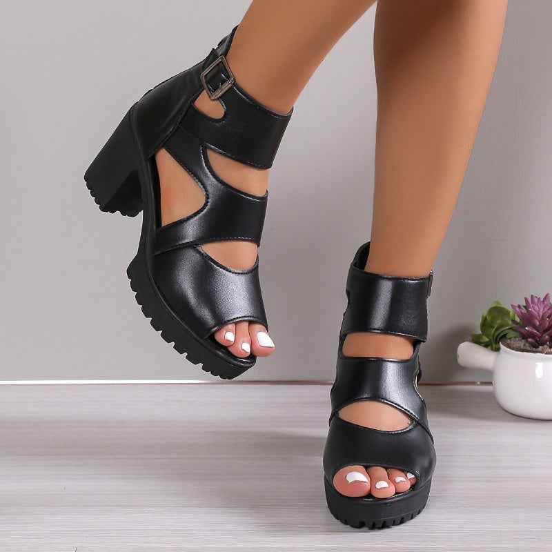 Alara | Cut-Out High-Heel Schuhe mit Blockabsatz für Frauen