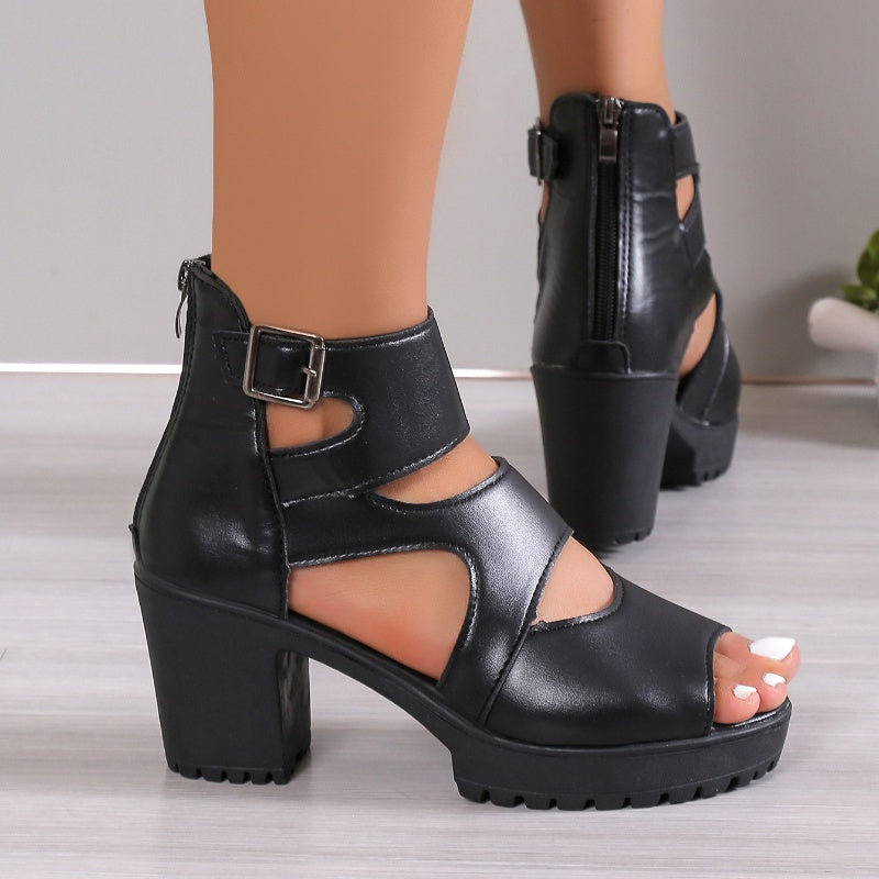 Alara | Cut-Out High-Heel Schuhe mit Blockabsatz für Frauen