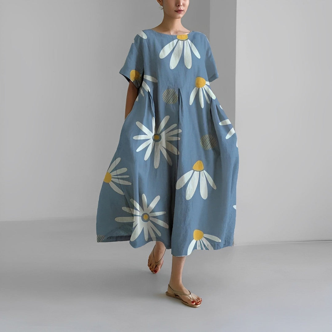 Nahla | Damen Weites Maxikleid mit Blumendruck