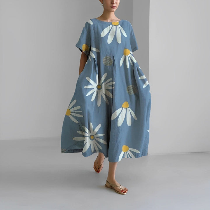 Nahla | Damen Weites Maxikleid mit Blumendruck